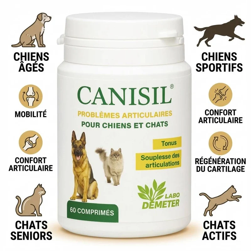 Canisil 60 comprimés - Anti-inflammatoire arthrose Chien & Chat - Labo Demeter