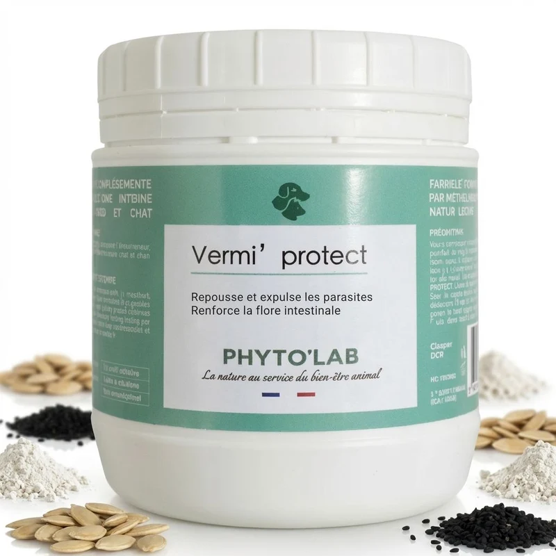 Vermi'Protect : vermifuge en poudre pour chien & Chat - 250 g - Phyto'Lab