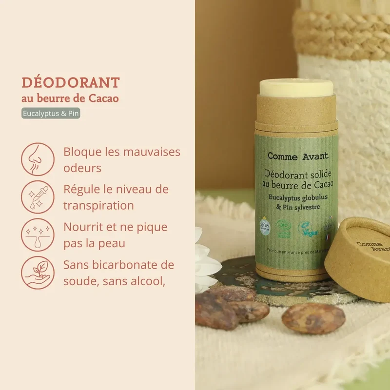 Déodorant Solide au Beurre de Cacao - Eucalyptus & Pin Sylvestre - Comme avant
