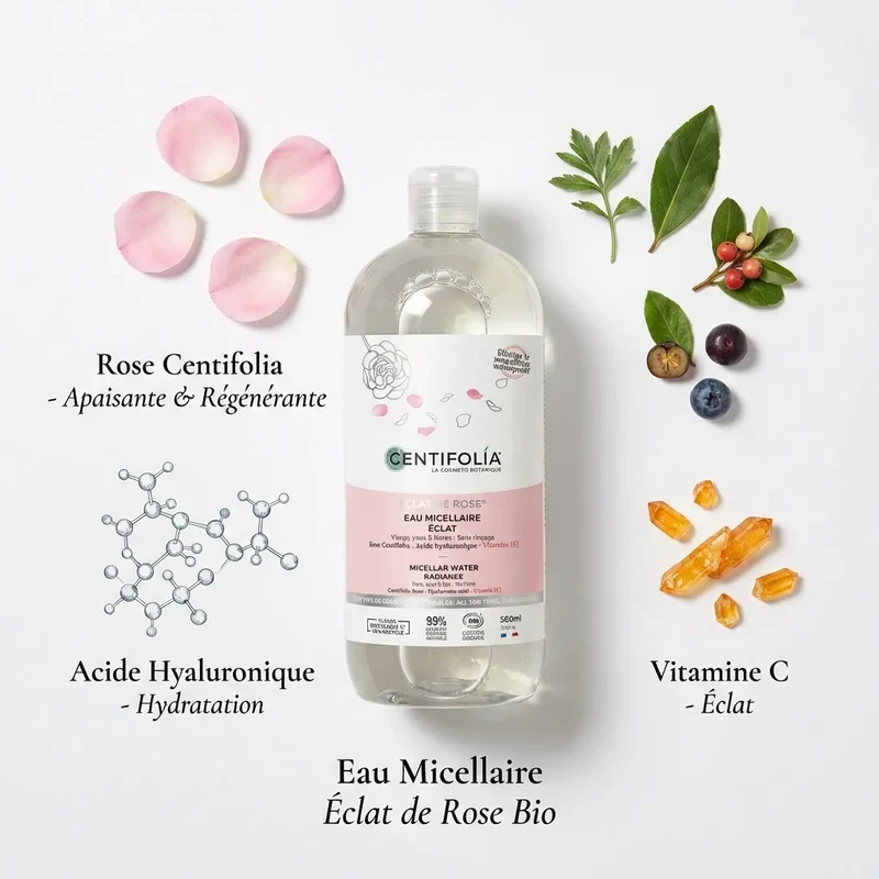 Eau Micellaire Eclat de Rose Bio - 500 Ml - Centifolia