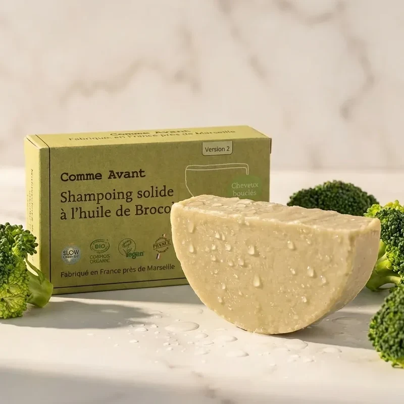 Shampoing Solide Cheveux bouclés à l'huile de Brocolis - 70g - Comme avant