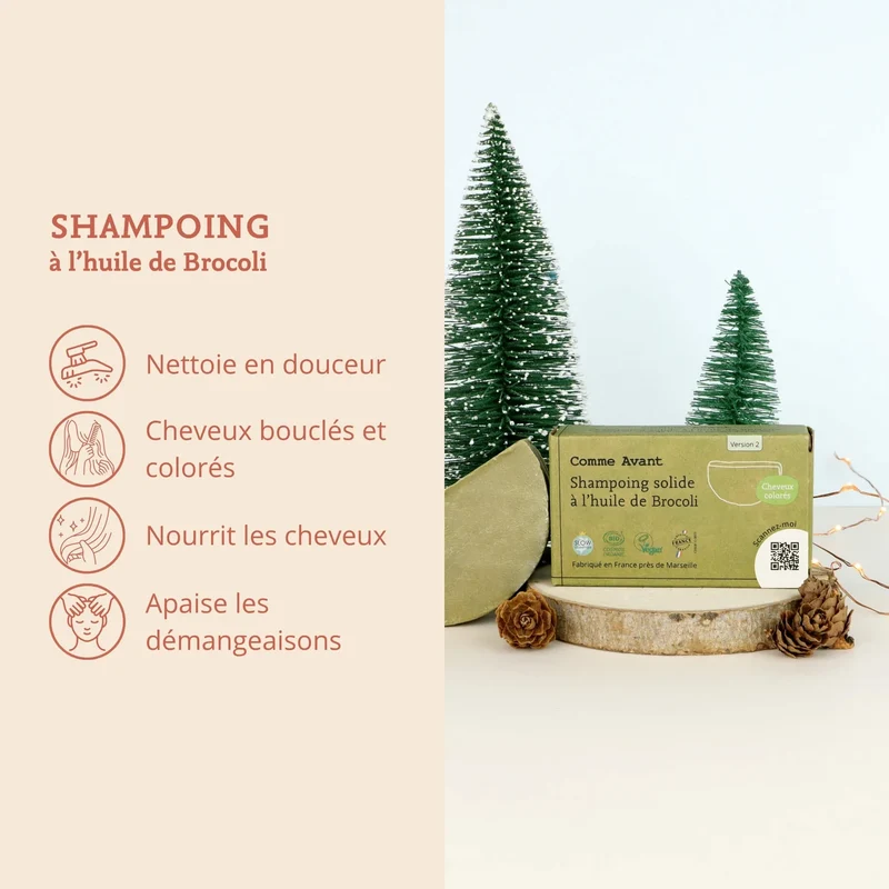 Shampoing Solide Cheveux bouclés à l'huile de Brocolis - 70g - Comme avant