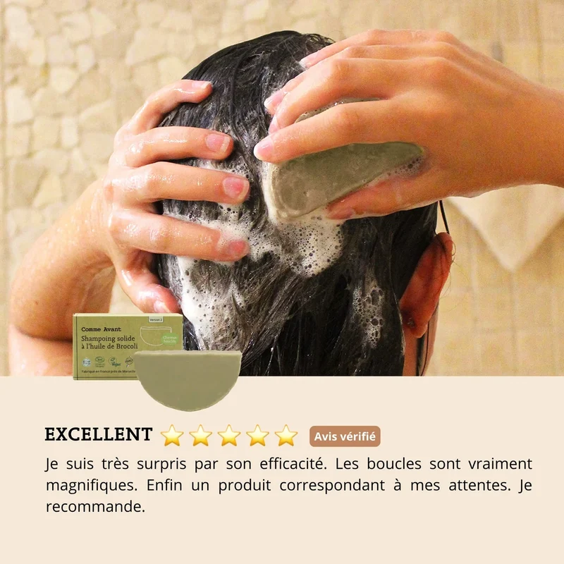 Shampoing Solide Cheveux bouclés à l'huile de Brocolis - 70g - Comme avant