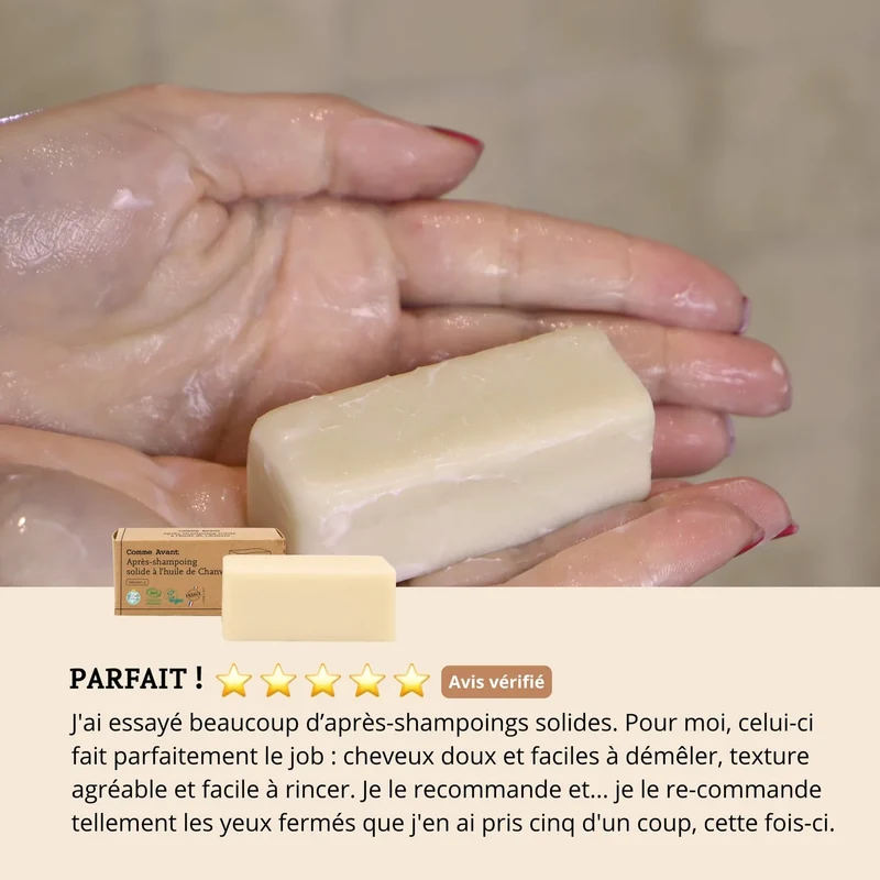 Après Shampoing Solide à l'huile de Chanvre - Lait de Coco & Figue - 45 G - Comme avant