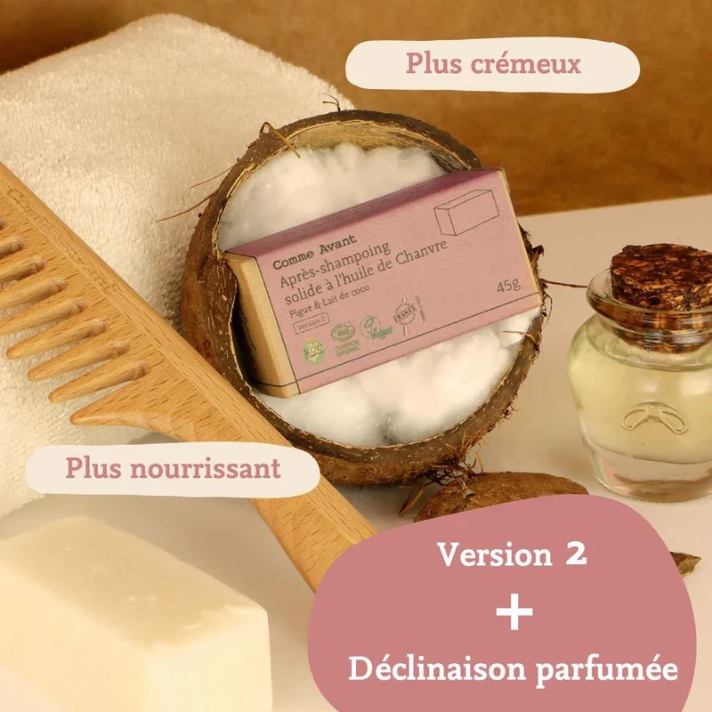Après Shampoing Solide à l'huile de Chanvre - Lait de Coco & Figue - 45 G - Comme avant