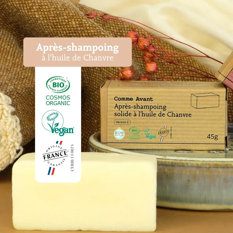 Après Shampoing Solide à l'huile de Chanvre - Lait de Coco & Figue - 45 G - Comme avant