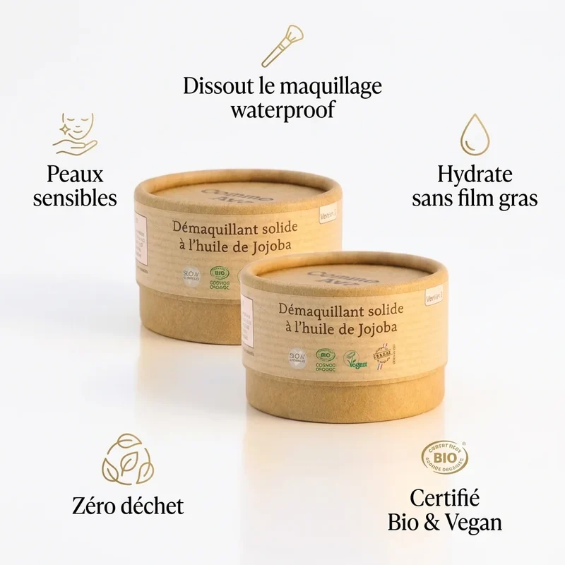 Démaquillant Solide à l'Huile de Jojoba Bio - 40 g - Comme avant