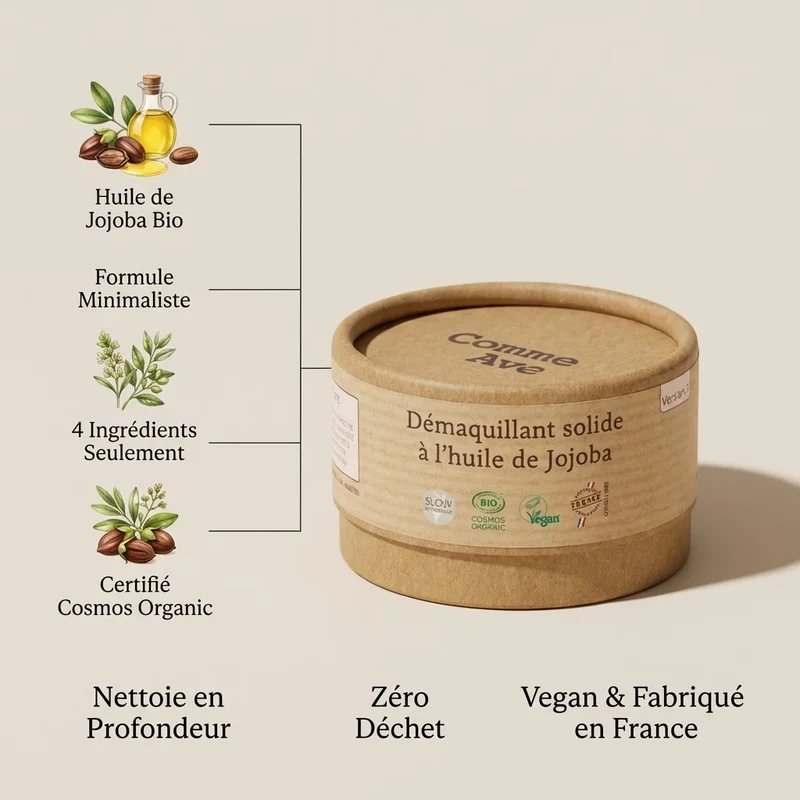 Démaquillant Solide à l'Huile de Jojoba Bio - 40 g - Comme avant