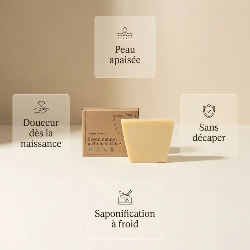 Savon dès la naissance à l'huile d'Olive bio - 100g - Comme Avant