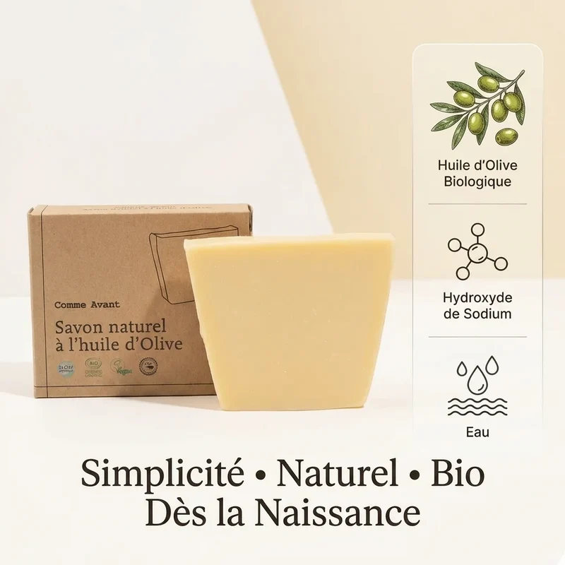 Savon dès la naissance à l'huile d'Olive bio - 100g - Comme Avant