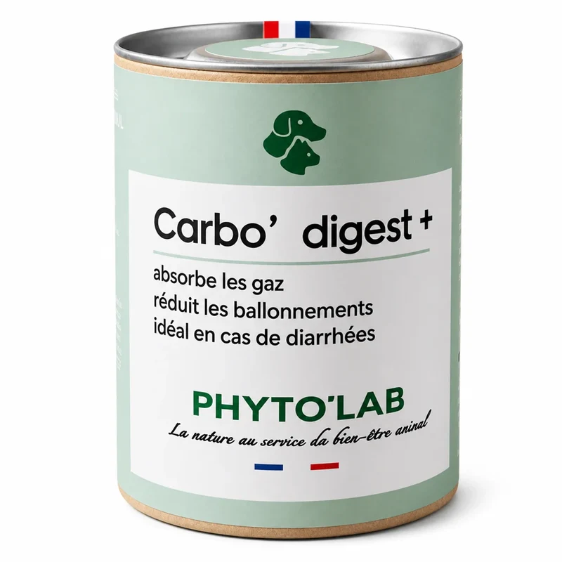 Carbo'digest + - Charbon Végétal pour Chien & Chats - 90 Gélules - Phyto'Lab
