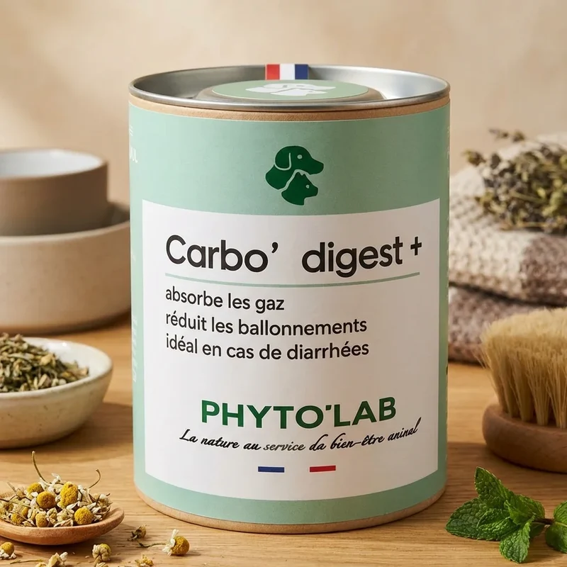 Carbo'digest + - Charbon Végétal pour Chien & Chats - 90 Gélules - Phyto'Lab