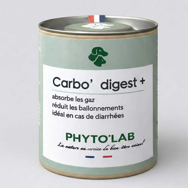 Carbo'digest + - Charbon Végétal pour Chien & Chats - 90 Gélules - Phyto'Lab