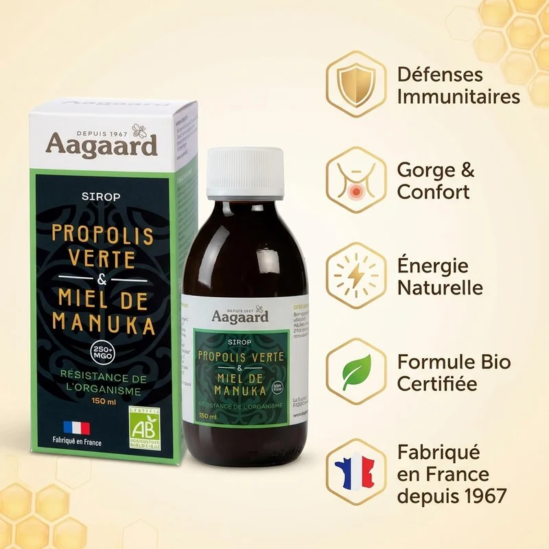 Sirop Propolis Verte et Miel de Manuka - 150 ml - Aagaard