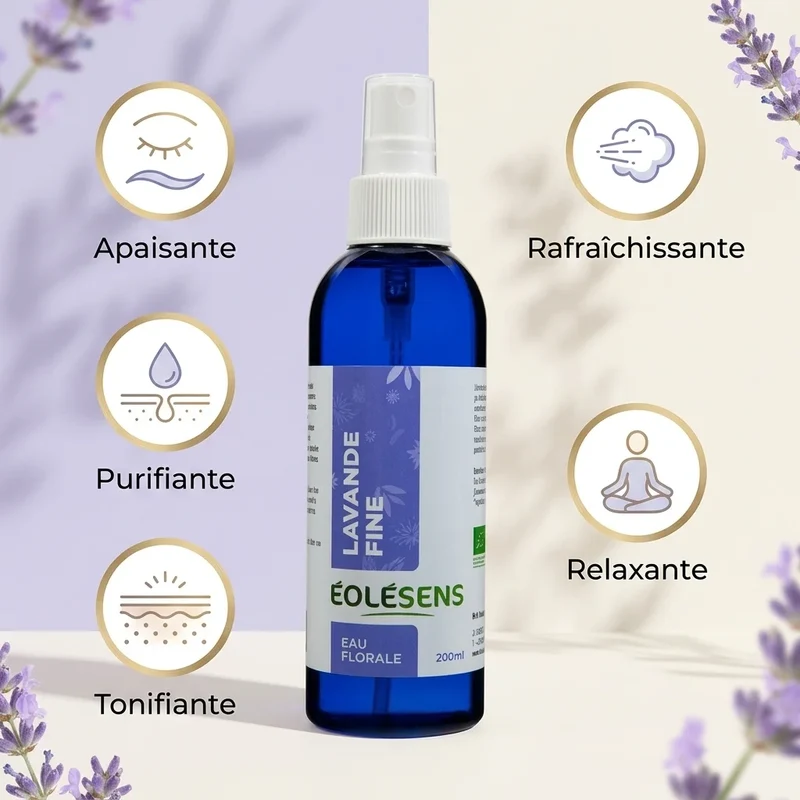 Eau Florale Lavande Bio Sans Alcool - 200 ml - Eolesens