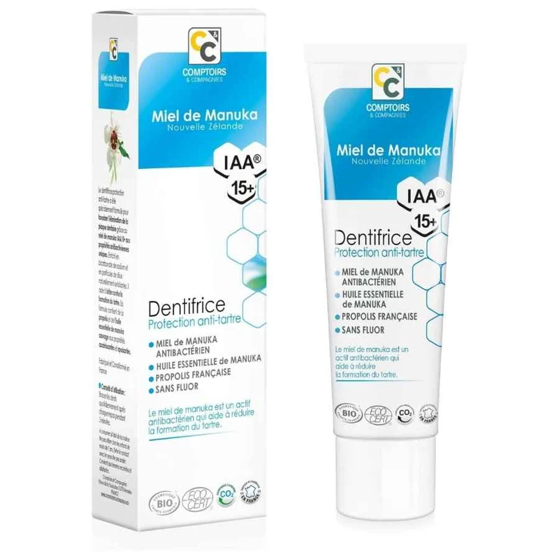 Dentifrice Anti-tartre au Miel de Manuka Iaa 15+ Bio - 75ml - Comptoirs et compagnies