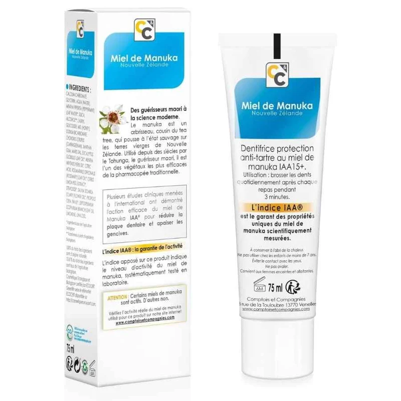 Dentifrice Anti-tartre au Miel de Manuka Iaa 15+ Bio - 75ml - Comptoirs et compagnies