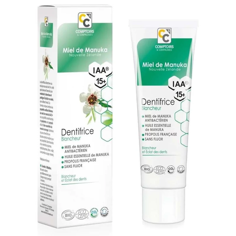 Dentifrice Blancheur Miel de Manuka IAA15+ Bio - 75 ml - Comptoirs et compagnies