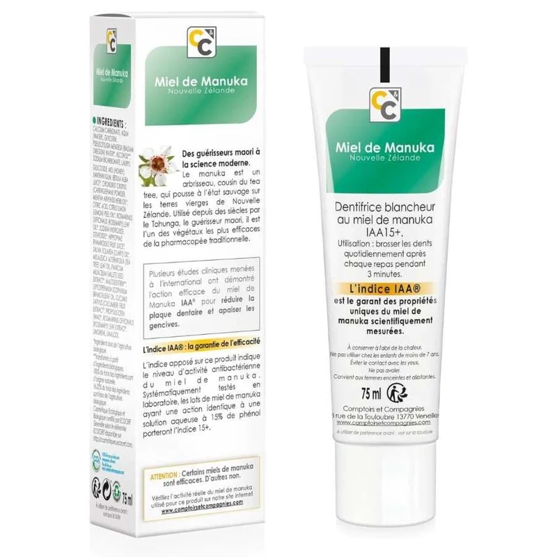 Dentifrice Blancheur Miel de Manuka IAA15+ Bio - 75 ml - Comptoirs et compagnies