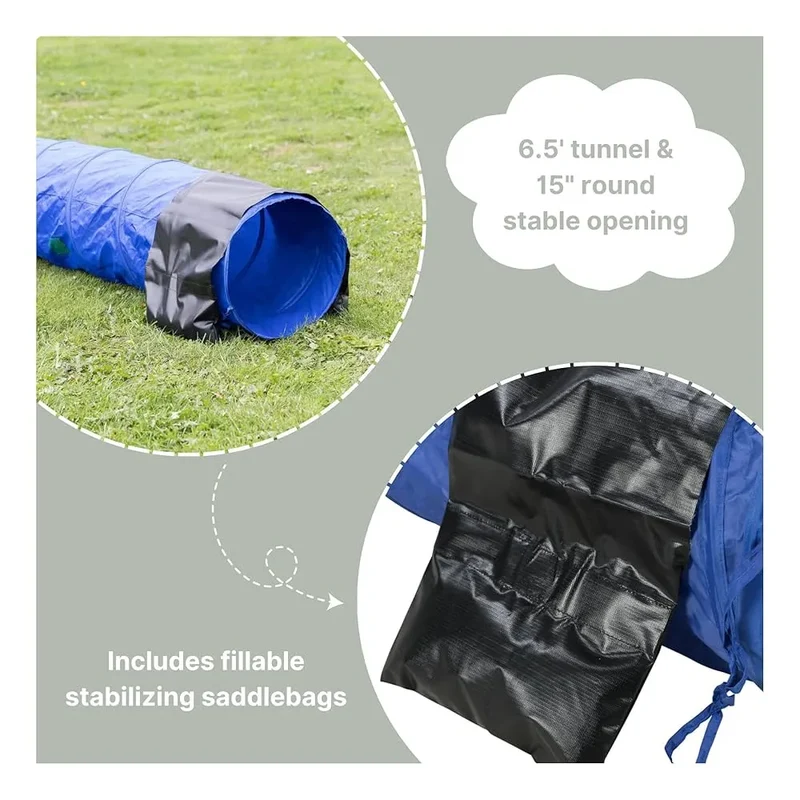 TRIXIE Mini Tunnel Fun Agility Ø 40 cm x 2 m Bleu
