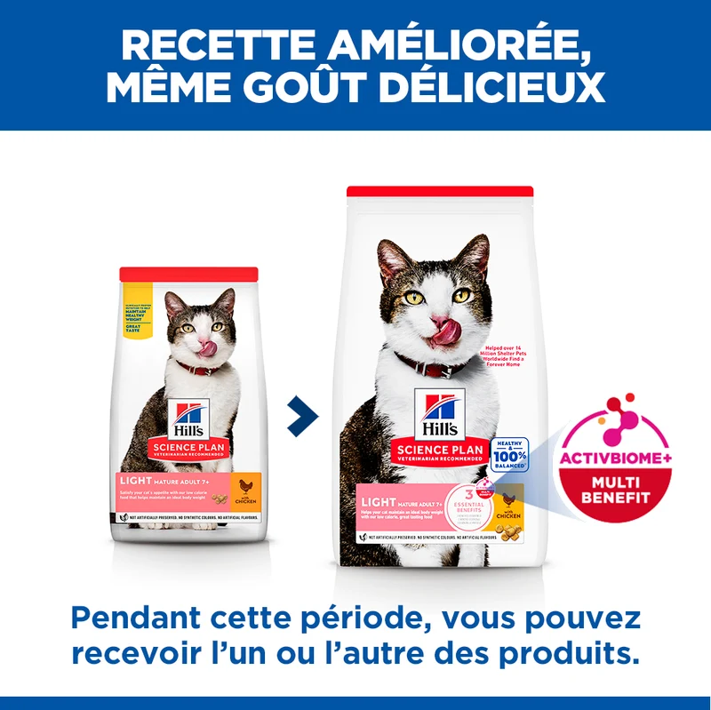 Hill's Science Plan Light Mature Adult 7+ au poulet - croquettes chat