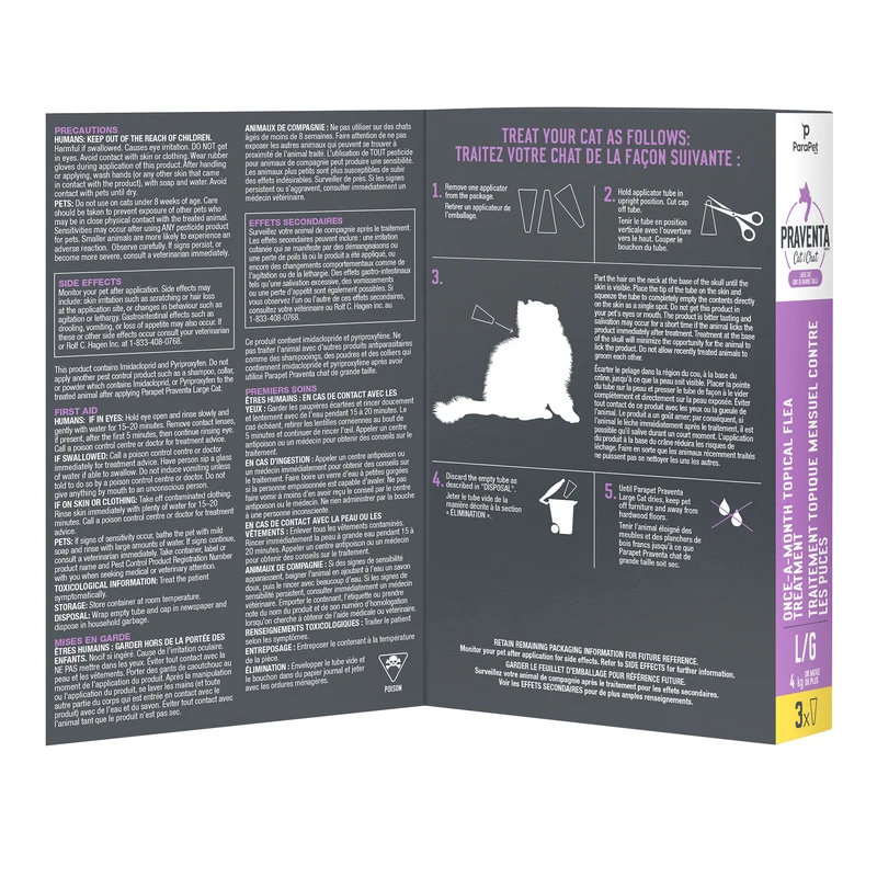 Traitement Parapet Praventa, chats de grande taille, 3 tubes
