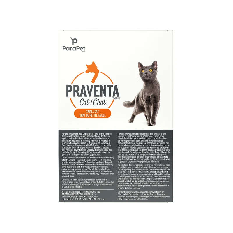 Traitement Parapet Praventa, chats de petite taille, 6 tubes