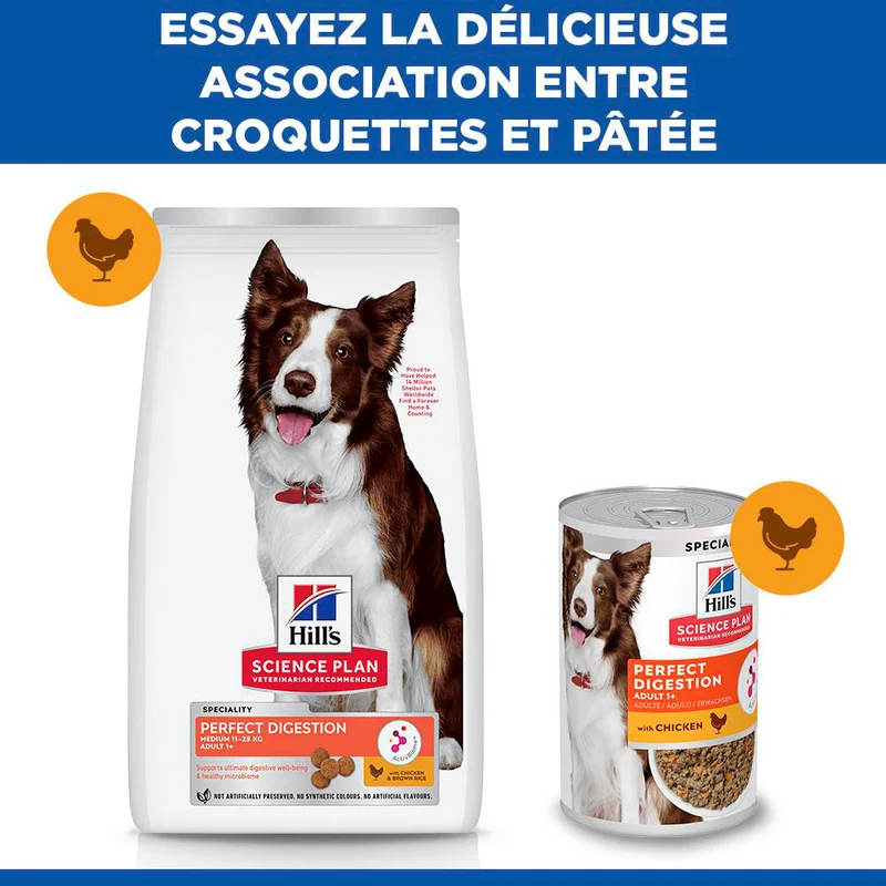 Hill's Science Plan Perfect Digestion Medium Adult au poulet - croquettes chien