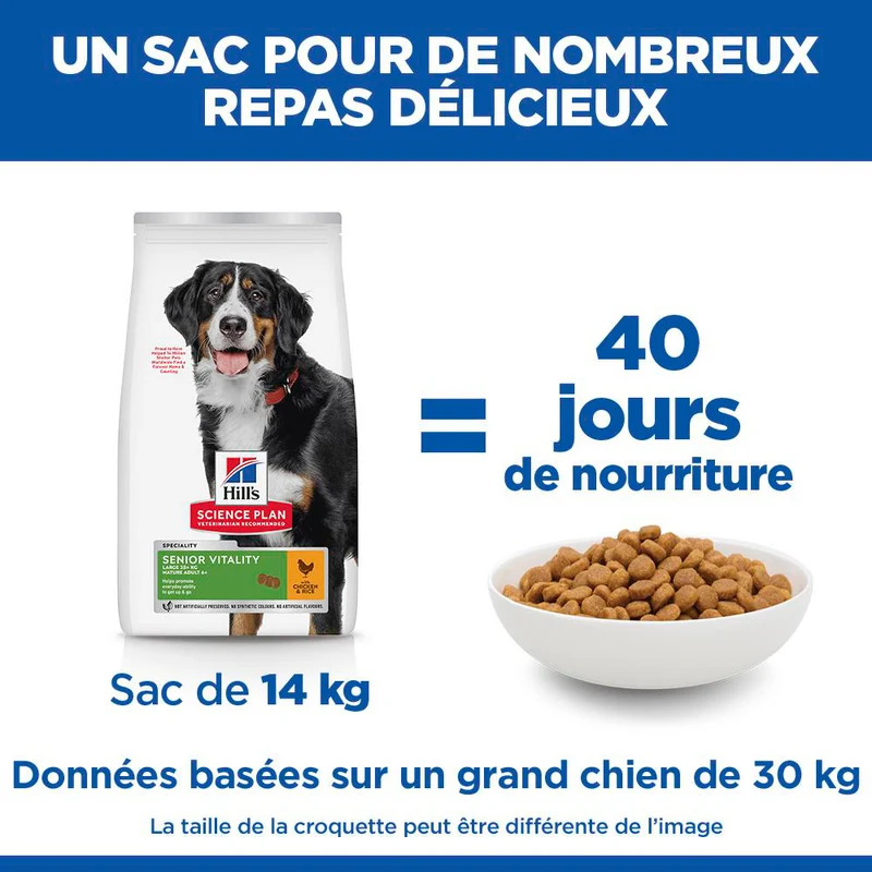 Hill's Science Plan Senior Vitality Large Mature Adult 6+ au poulet - croquettes chien