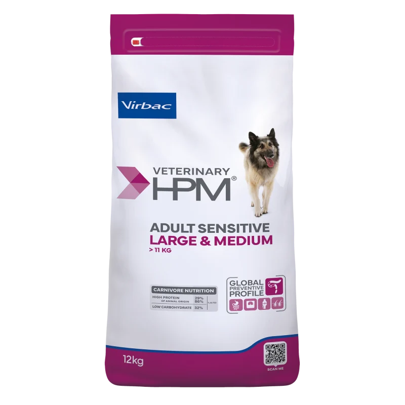 Veterinary HPM Adult Sensitive Large & Medium Dog - croquettes chien