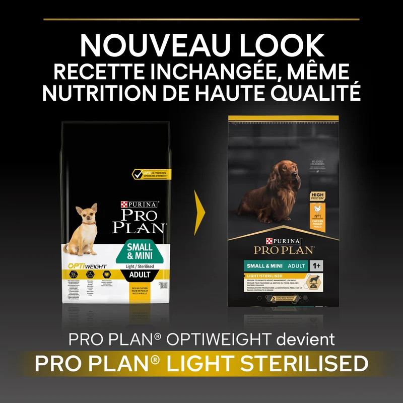 Pro Plan Light/Sterilised Small & Mini Adult au poulet - croquettes chien