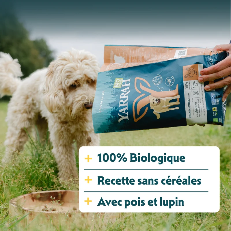 Yarrah croquettes bio sans céréales pour chien adulte