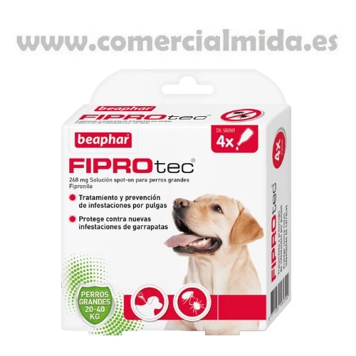 FIPROTEC Dog L, pipettes antiparasitaires au Fipronil pour Grands Chiens (20 à 40 kg)