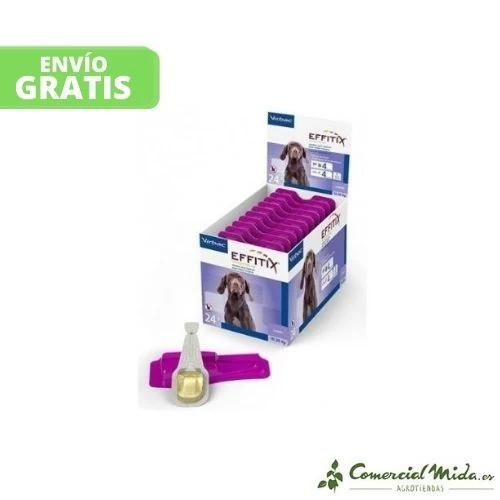 Pipettes VIRBAC EFFITIX M pour Chiens Moyens de 10 à 20 kg - Fipronil et Perméthrine (4 ou 24 unités)