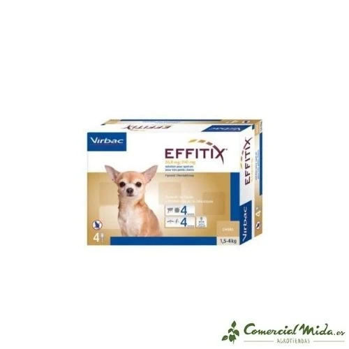 Pipettes VIRBAC EFFITIX XS pour Chiens de 1,5 à 4 kg - Fipronil et Perméthrine (4 ou 24 unités)