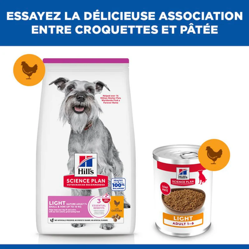 Hill's Science Plan Light Small & Mini Mature Adult 7+ au poulet - croquettes chien