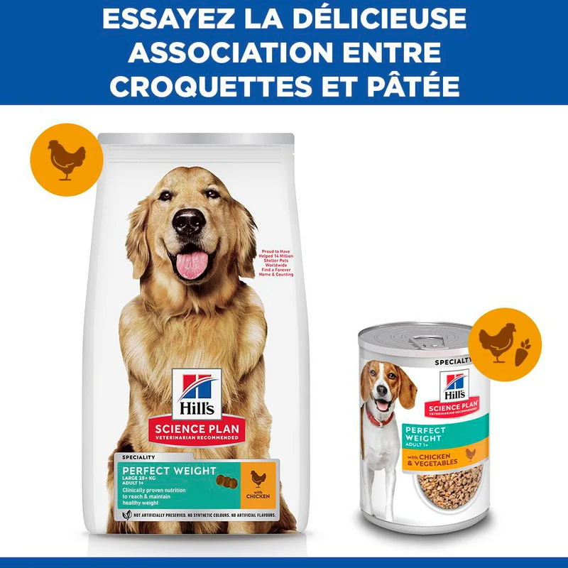 Hill's Science Plan Perfect Weight Large Adult au poulet - croquettes chien