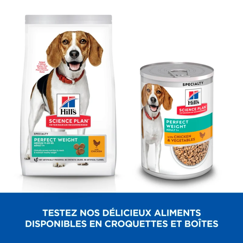 Hill's Science Plan Perfect Weight Medium Adult au poulet - croquettes pour chien