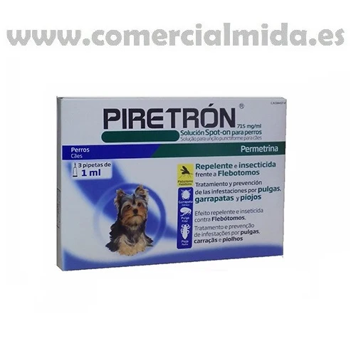 Pipettes PIRETRON pour chien -15Kg anti puces, tiques et phlébotomes
