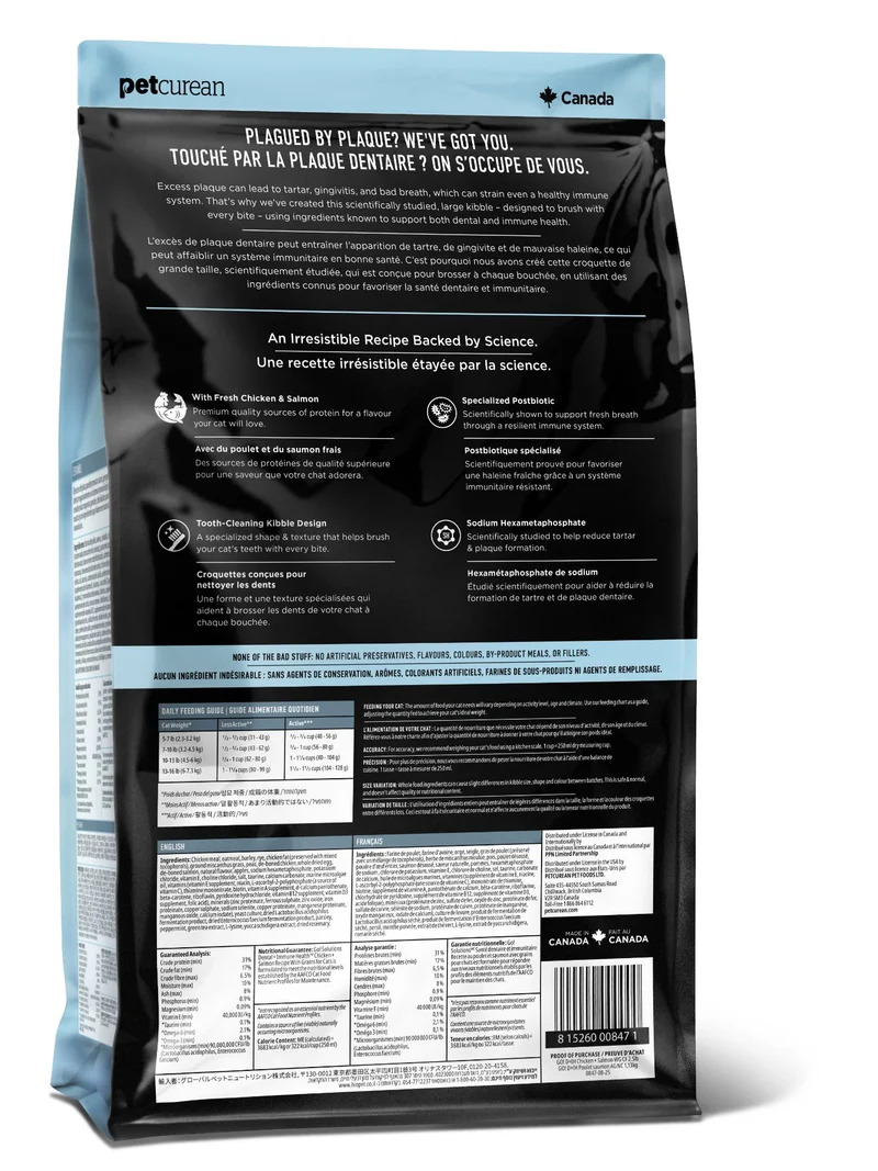 Petcurean Go! Santé Dentaire Et Immunitaire Pour Chat Poulet Et Saumon Avec Grains 6 Lbs