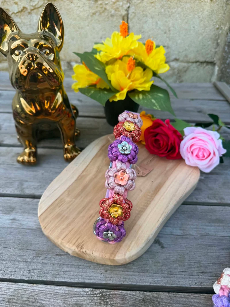 Collier paracorde chien - Floral