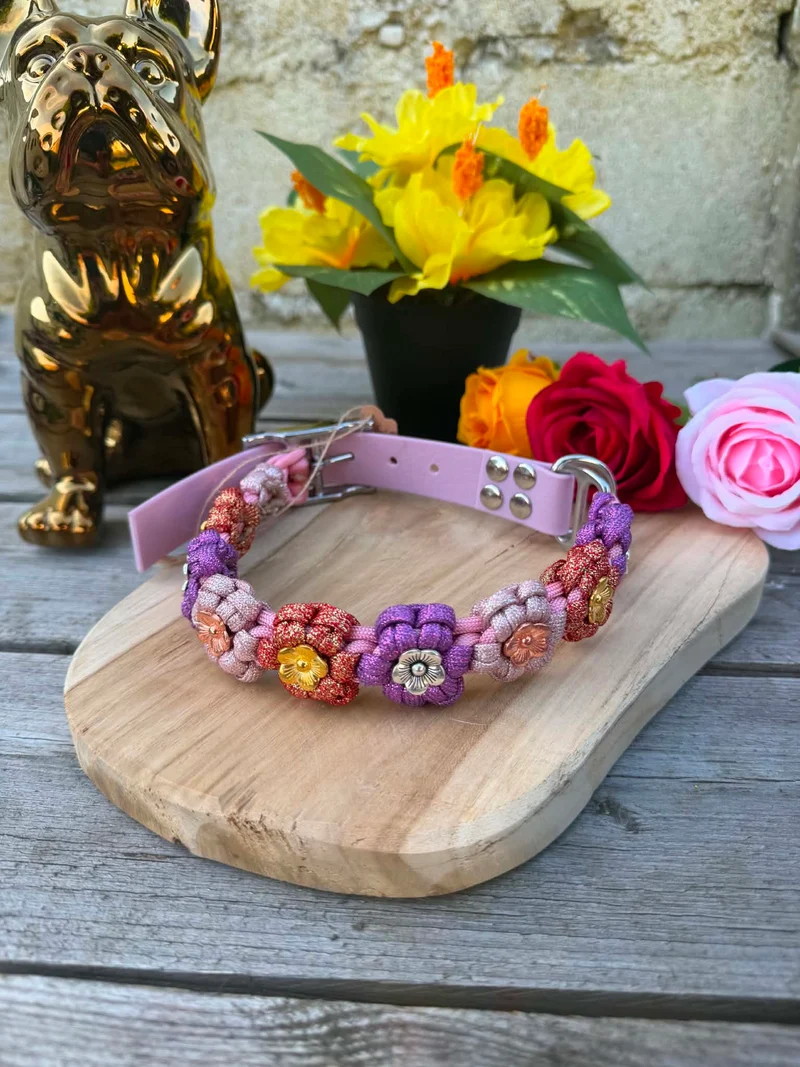 Collier paracorde chien - Floral