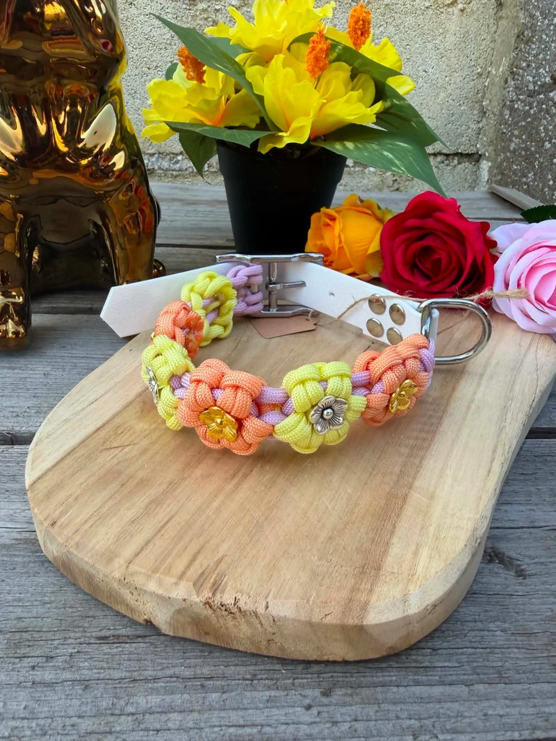 Collier paracorde chien - Floral