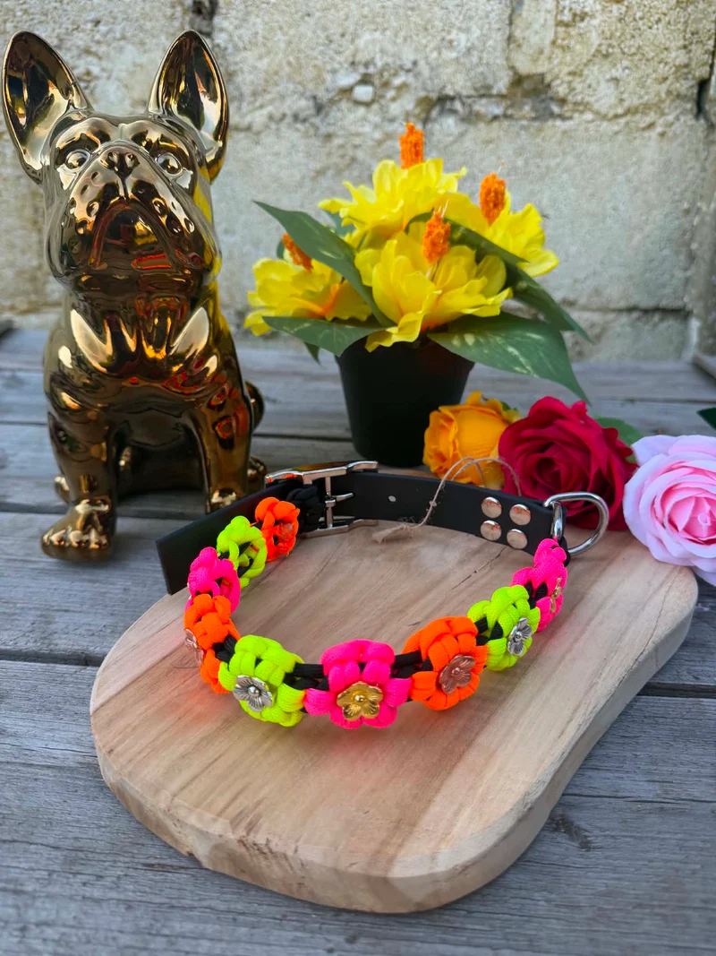 Collier paracorde chien - Floral