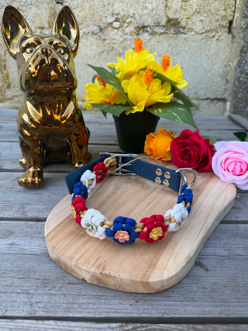 Collier paracorde chien - Floral
