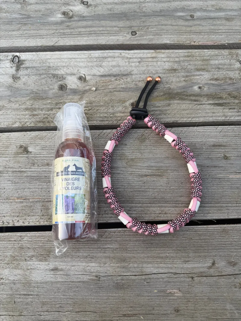 Pack anti-parasitaire (collier anti-tiques naturel + vinaigre des 4 voleurs)
