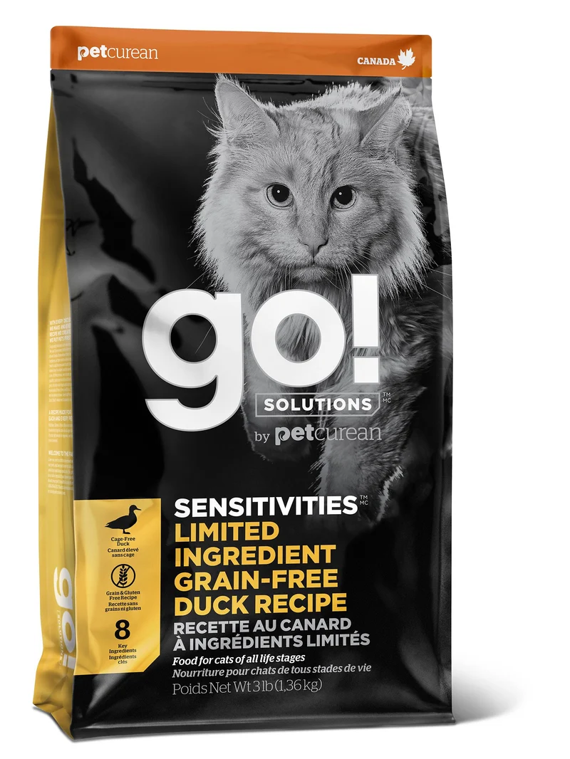 Petcurean Go! Sensitivities Lid Sans Grains Pour Chat Canard 3 Lbs