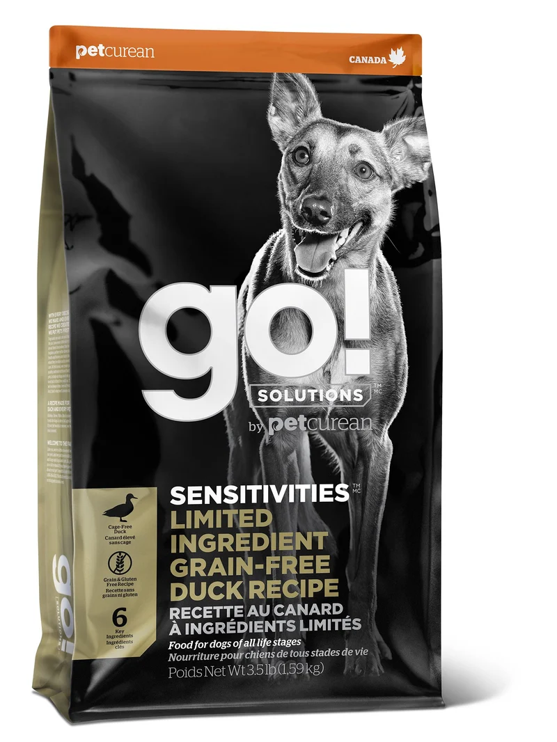 Petcurean Go! Sensitivities Lid Sans Grains Pour Chien Canard 3.5 Lbs