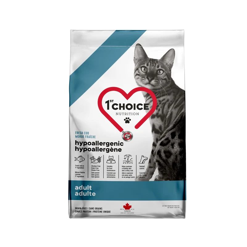 1st Choice Nourriture Pour Chat, Hypoallergène - Morue Sans Grains 1,8kg