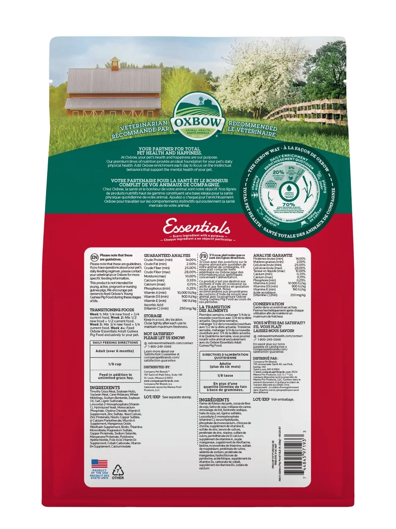 Oxbow Essentials - Nourriture Pour Cochon D'inde Adulte 10 Lb